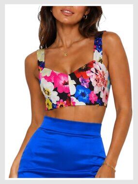 Multicolor Floral Bustier Crop Top Size S